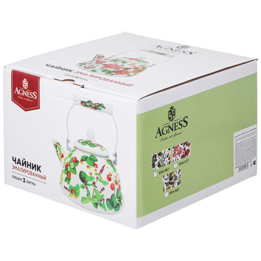 ЧАЙНИК AGNESS ЭМАЛИРОВАННЫЙ СЕРИЯ ФРУКТОВАЯ КОРЗИНА, 3 Л  фото 2