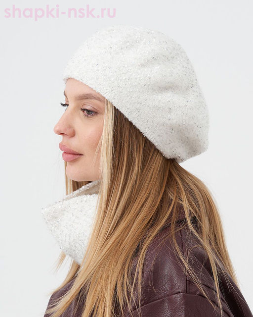 Эльза пряжа Альпака пайетки Берет (56-58)