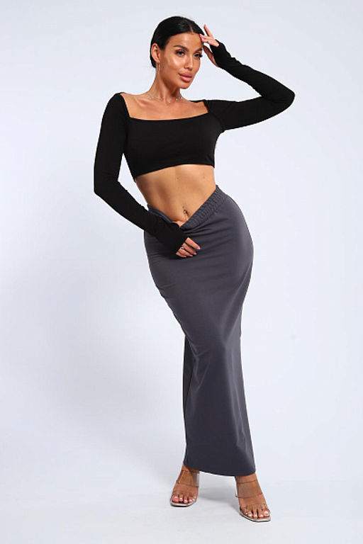 Юбка, футер (01056, черный макси) - Плиона фото 51