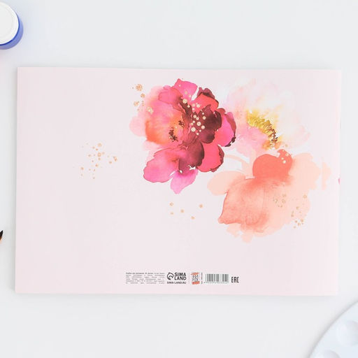 Альбом для рисования 40 листов А4 на скрепке «Акварельные цветы» обложка 160 г/м², бумага 100 г/м².