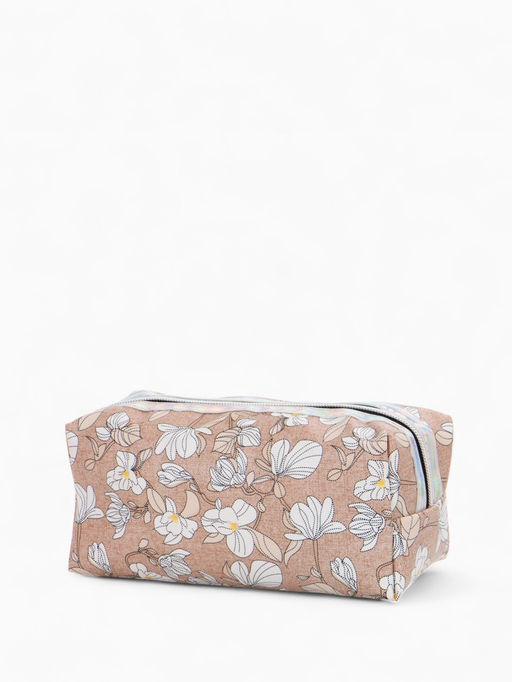 Косметичка на молнии женская, с рисунком, с рисунком, пастельно-коричневая - Simaland фото 3
