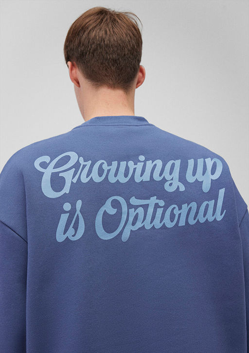 S?rt Bask?l? Lacivert Sweatshirt - Mavi фото 6