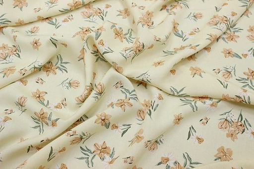 Штапель Нарциссы на молочном, ш.1.45м, вискоза-100%, 100гр/м.кв - Купава фото 4