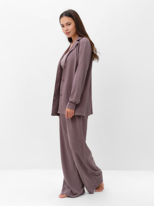 Костюм женский (рубашка, брюки, топ) KAFTAN Base, размер 46, кофейный