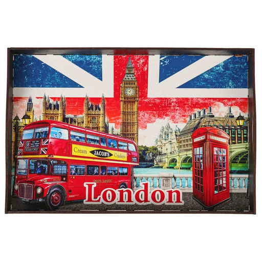 Поднос с ручками Лондон, деревянный, 30х20х4,5см - Дарим красиво фото 2