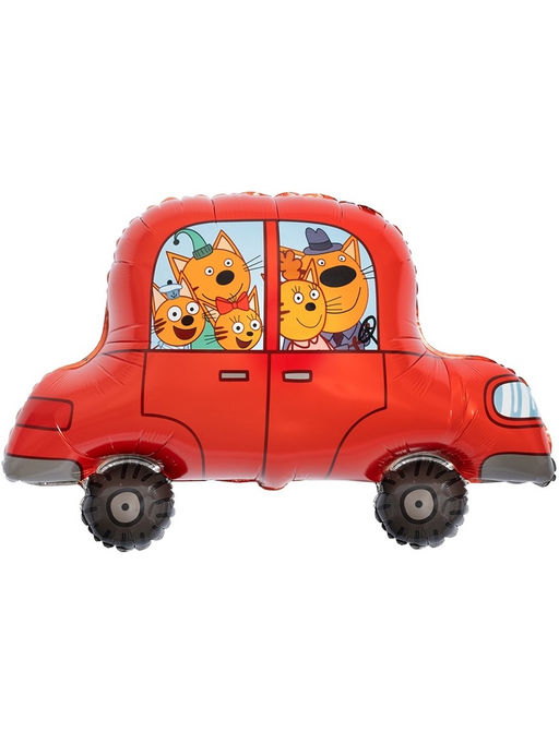 Воздушный шар фольгированный 30" «Три Кота, автомобиль»