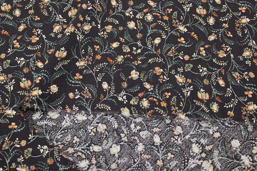 Штапель Чарующий вьюнок цв.т.коричневый с лиловым оттенком, ш.1.45м, вискоза-100%, 100гр/м.кв - Купава фото 3