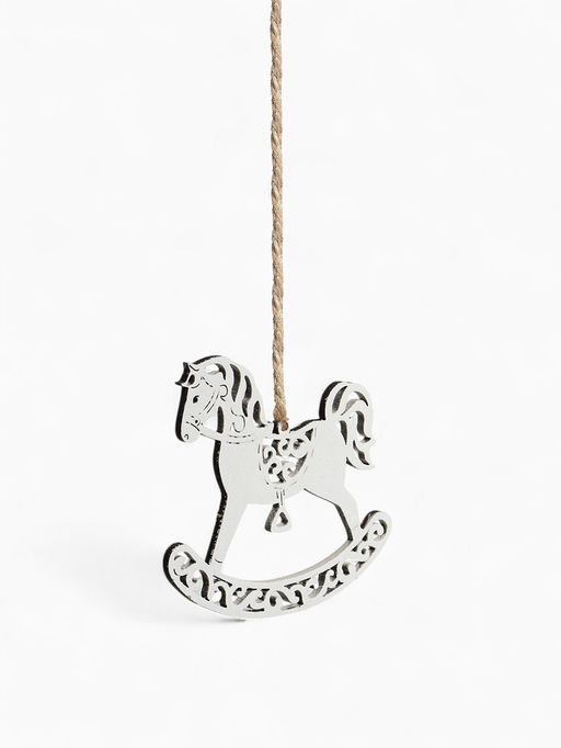 Цена за 3 шт. Ёлочное украшение новогоднее «Лошадка резная» 9×8 см, белое