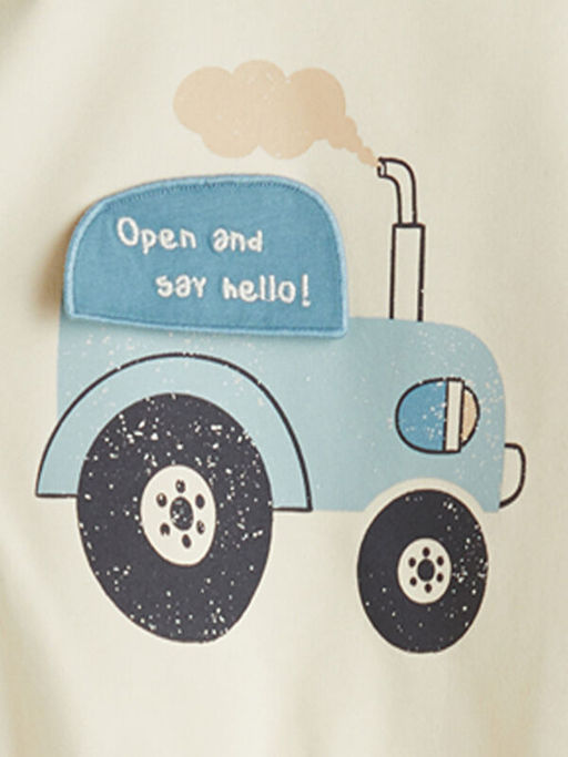 Bisiklet Yaka Bask?l? Erkek Bebek Sweatshirt ve E?ofman Alt 2li