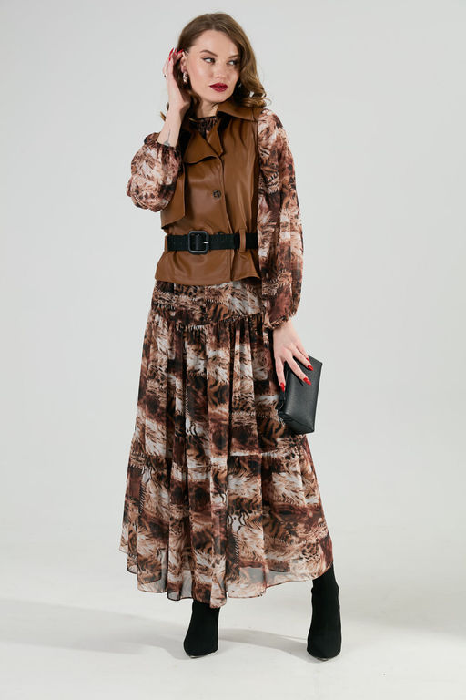 Костюм NIKVA н1022-1 шоколад и тигровая абстракция  фото 4