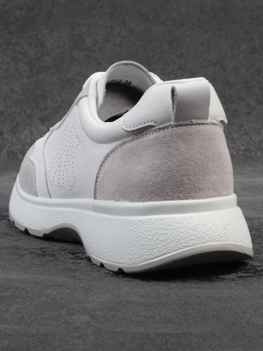 03-YC527-2 WHITE/GRAY Кроссовки женские (натуральная кожа)
