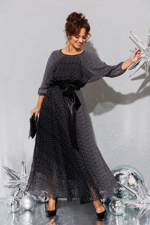 Платье Anastasia 063.1-Р черно-серый