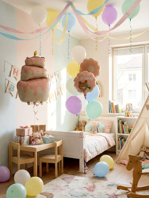 Воздушные шары "Розовый тортик" фольга, латекс, набор 12 штук