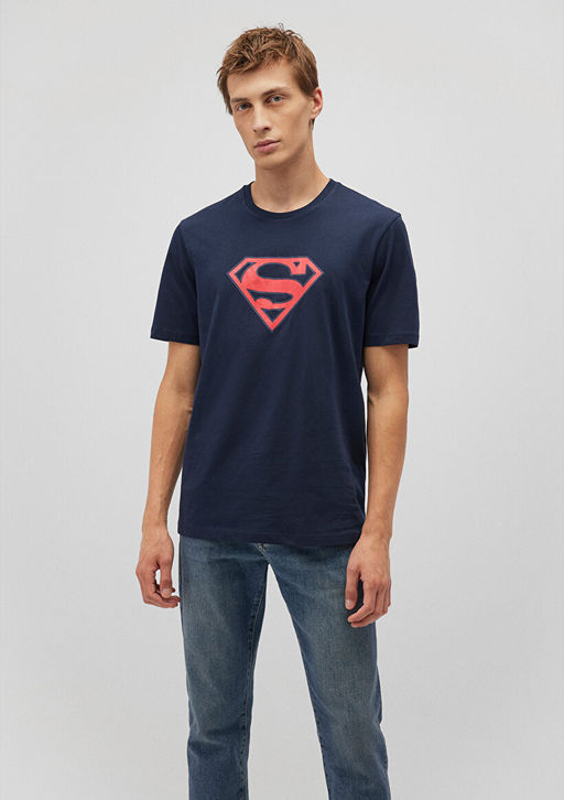 Superman Bask?l? Lacivert Tisort - Mavi фото 2