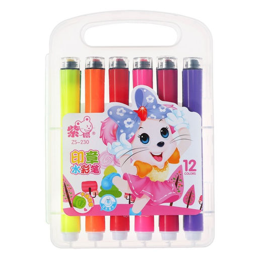 Фломастеры 12 цветов, Calligrata, кистевидный наконечник, с печатью