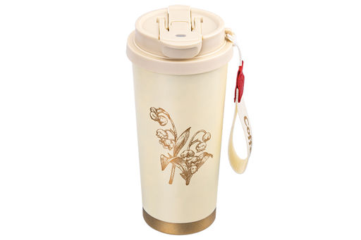 Термокружка 500 мл 9*9*19,5 см, двойная, золотисто - бежевая
