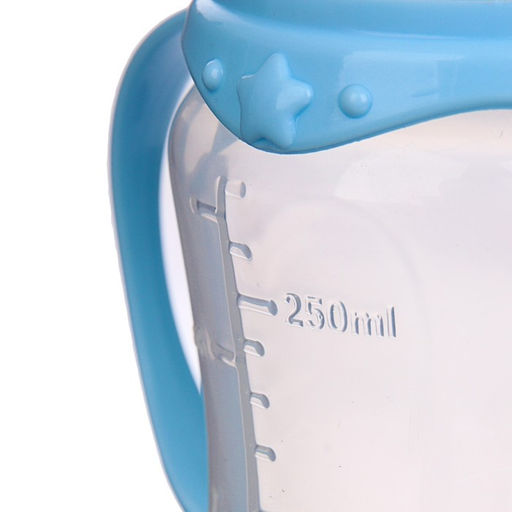 Бутылочка для кормления «Собачка Джекки», классическое горло, приталенная, с ручками, 250 мл., от 3 мес., цвет голубой