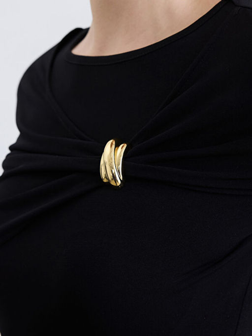 Bisiklet Yaka B?zg?l? Toka Detayl? Kad?n Body