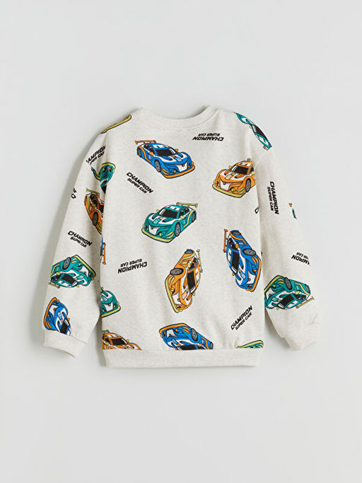 Bisiklet Yaka Bask?l? Erkek ?ocuk Sweatshirt