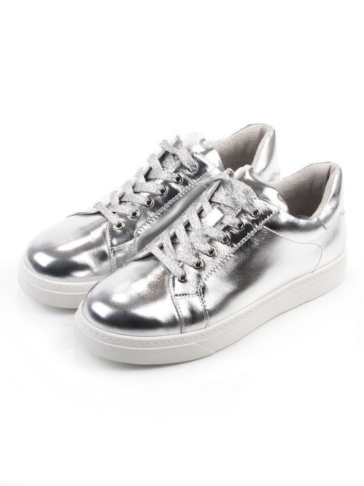 03-C1-1C GREY/SILVER Полуботинки спортивные женские (натуральная кожа)