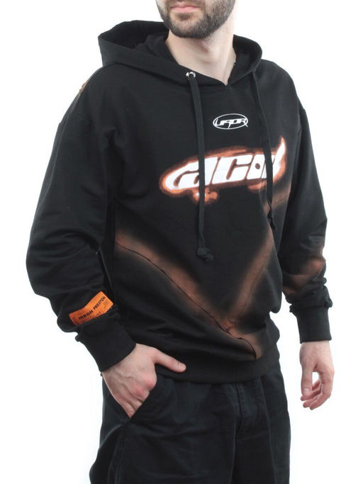 2652 BLACK/ORANGE Толстовка мужская (75% хлопок, 20% полиэстер, 5% спандекс)