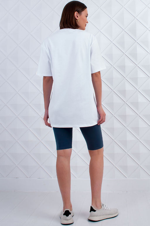 Арт. 5736 Костюм с велосипедками 42-50 (5 шт) Цвет:верх-белый,низ-антрацитовый - Калинка фото 4