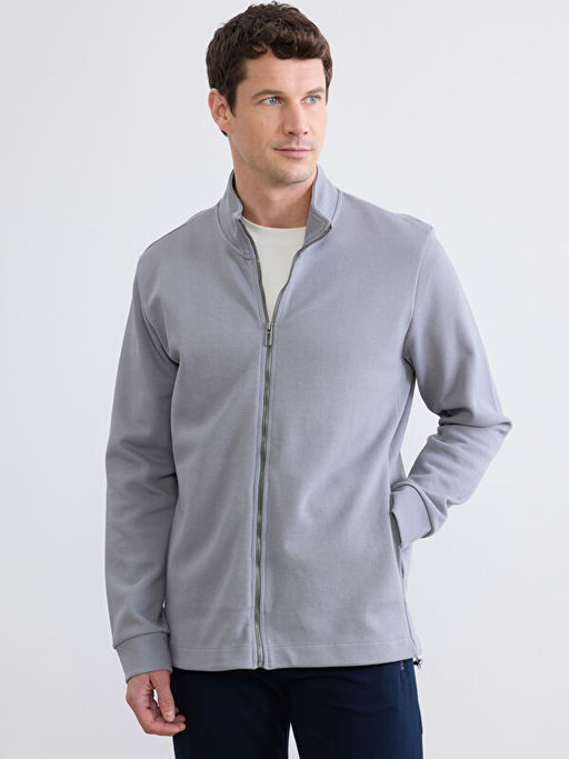 Dik Yaka Erkek Fermuarl? Sweatshirt