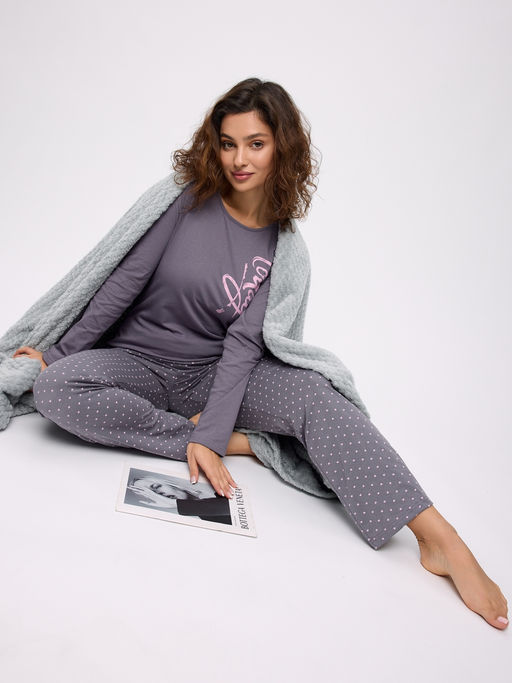 Пижама женская из кулирки Today серый - Амадэль фото 25