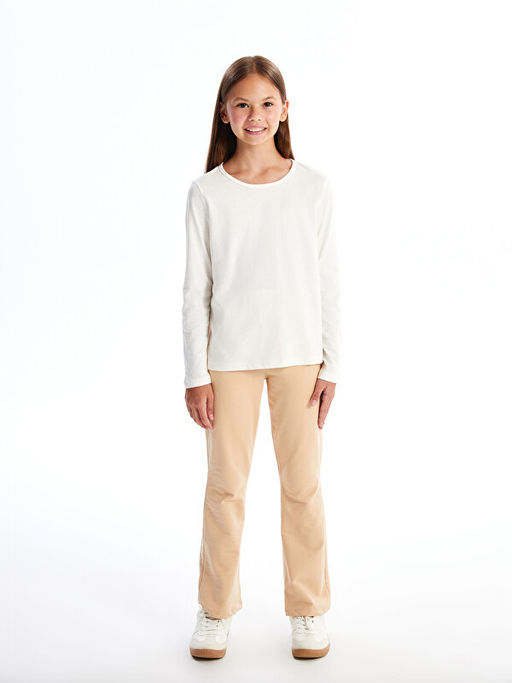 Bisiklet Yaka Uzun Kollu K?z ?ocuk Ti??rt