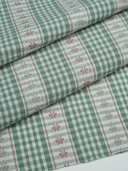 Вареный (стираный) хлопок Вышивка-цветочки цв.зеленый, ш.2.5м, хлопок-100%, 150гр/м.кв - Купава фото 5