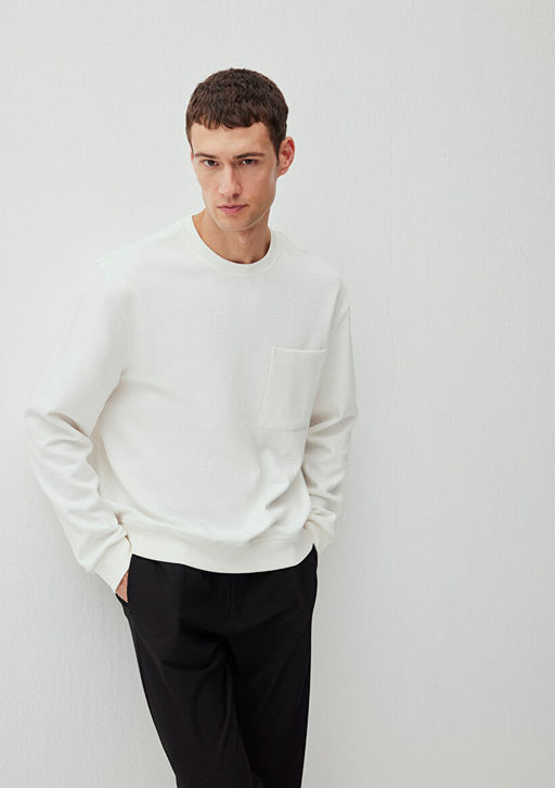 Beyaz Sweatshirt - Mavi фото 2