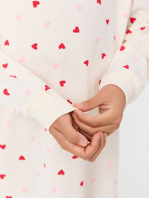 Сорочка ночная для девочек бежевая в сердечки - Mark formelle фото 5