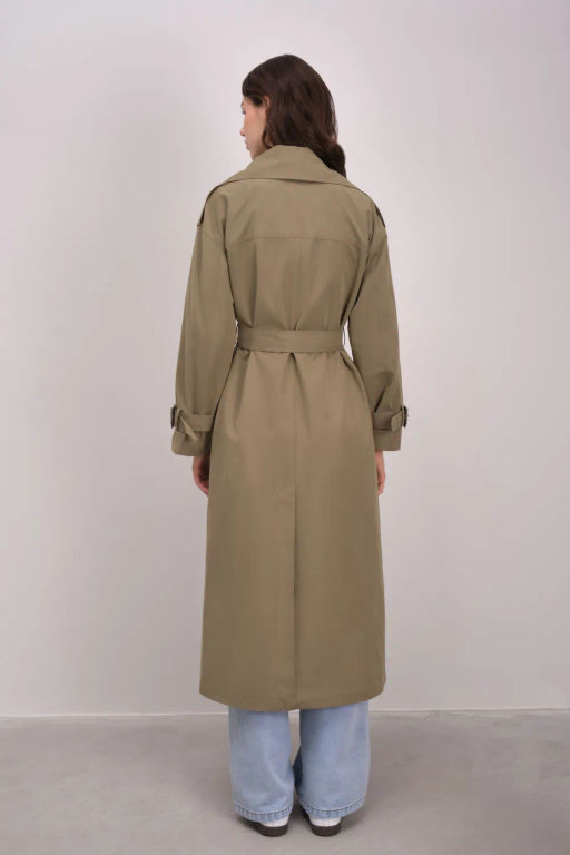 Двубортный темно-бежевый плащ-макси - Incity фото 6