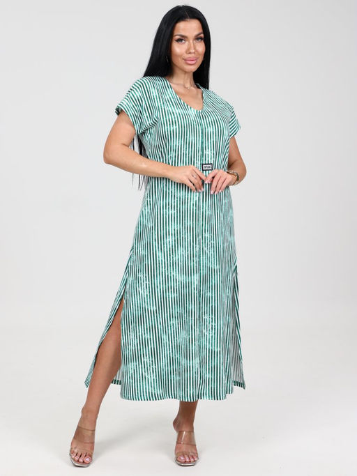 631 ПЛАТЬЕ ЖЕНСКОЕ (Зеленый/полоса) - А-дина фото 3