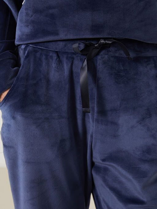 Beli Lastikli Kadife Kad?n Pijama Alt?