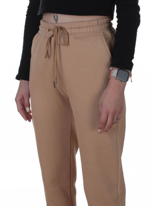 2510-K BEIGE Брюки спортивные утепленные женские (85% хлопок, 10% полиэстер, 5% спандекс)