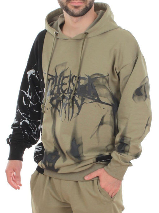 2608 GREEN/BLACK Толстовка мужская (75% хлопок, 20% полиэстер, 5% спандекс)