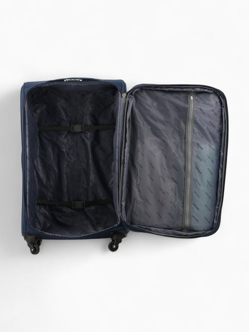 Чемодан на колёсах Royalbag большой 104 л (L), на молнии, с увеличением, кодовый замок, 4 колеса, синий