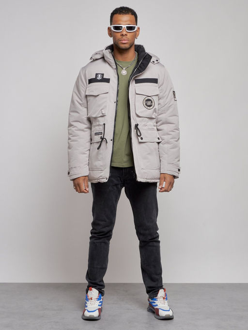 Куртка мужская зимняя с капюшоном молодежная серого цвета 88911Sr - Mtforce фото 6