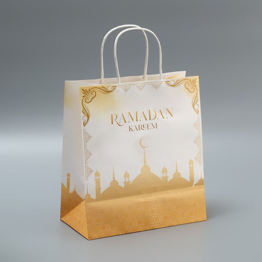 Цена за 2 шт. Пакет подарочный крафтовый «Рамадан», Ramadan kareem, 22×25×12 см