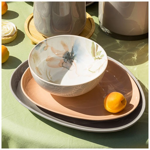 Цена за 4 шт. ТАРЕЛКА ЗАКУСОЧНАЯ BRONCO MEADOW 25*19 СМ ПУДРОВАЯ  фото 2