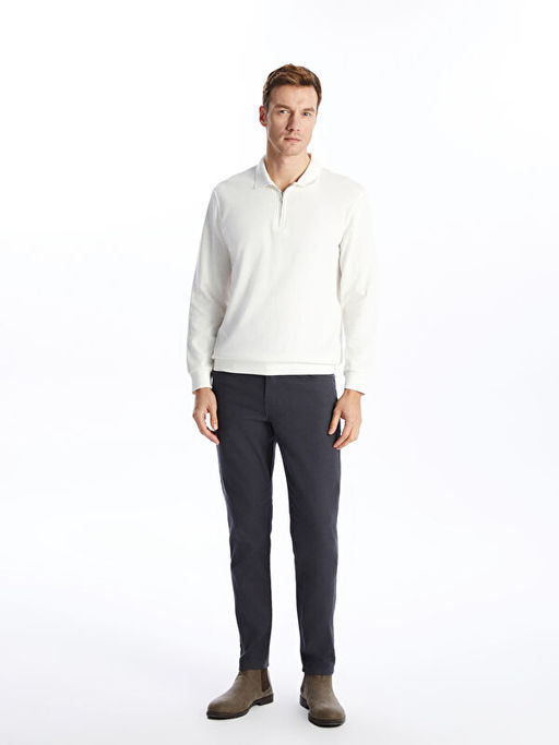 Polo Yaka Uzun Kollu Erkek Sweatshirt