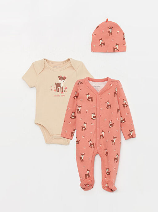 Bisiklet Yaka Bask?l? K?z Bebek Hastane ??k?? Seti 3l? - Waikiki фото 2