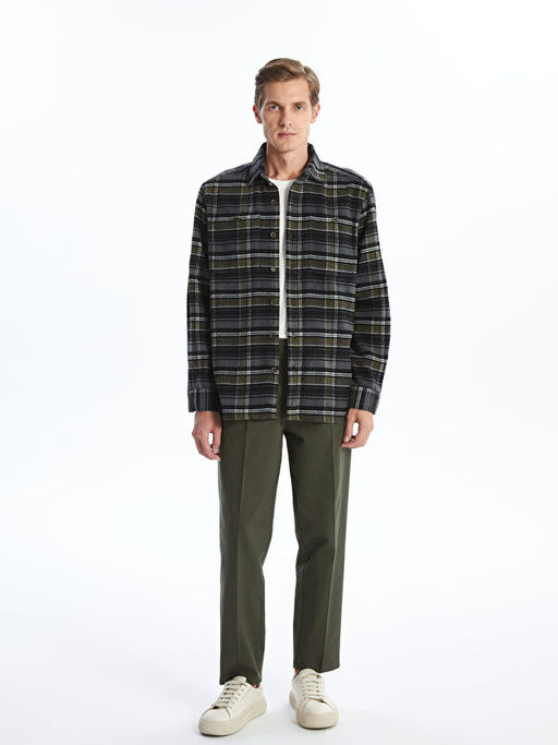 Regular Fit Uzun Kollu Ekose Gabardin Erkek G?mlek