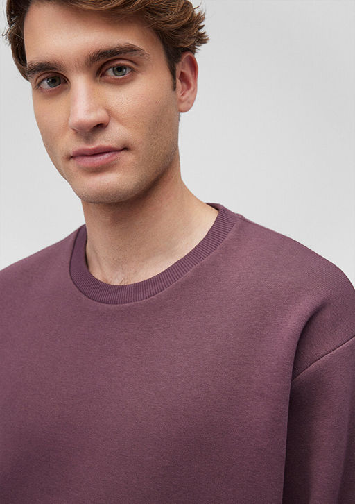 Kapusonlu Bordo Basic Sweatshirt - Mavi фото 5