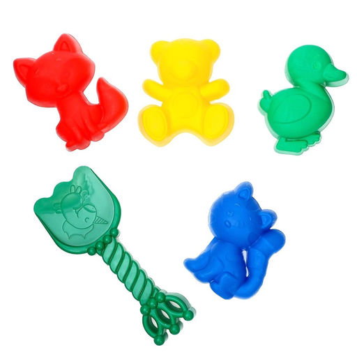 Цена за 2 шт. Набор игрушек для песочницы: 4 формочки, совок с короной, МИКС