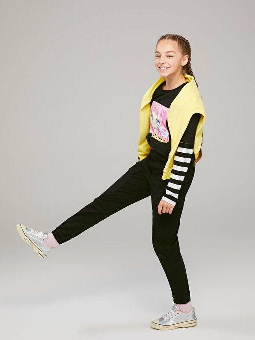 Beli Lastikli Basic Gabardin K?z ?ocuk Kargo Pantolon ve Kemer - Waikiki фото 2