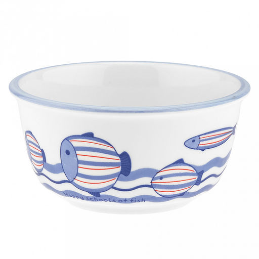 "Синий полосатик" Салатник фарфоровый 800мл, д15,5см, h7,4см, отводка, белый (Китай)