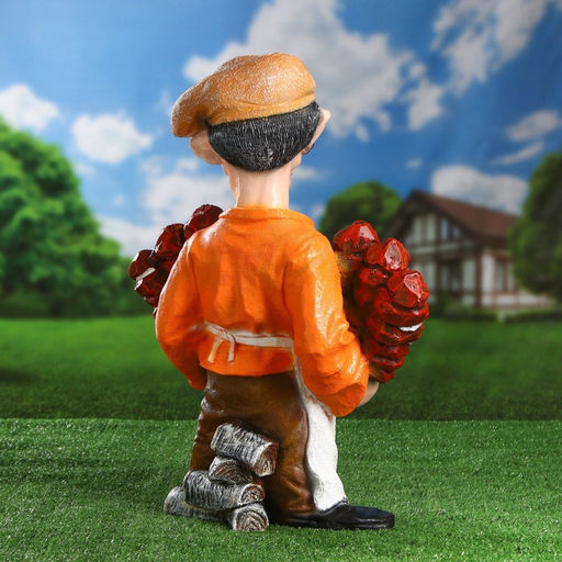 Садовая фигура - подставка для шампуров из полистоуна «Шашлычник», 44×30×55 см