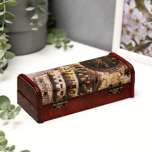 Шкатулка-купюрница «Карта», дерево, 5.5×17.5×8 см, МИКС